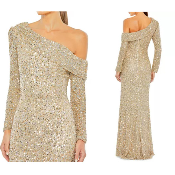 MAC DUGGAL Women's Sequined One Shoulder Evening Gown … - Picture 13 of 13